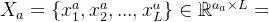 X_a = \{x^a_1, x^a_2, ..., x^a_L\} \in \mathbb{R}^{d_a \times L}